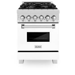 ZLINE - 24 in. Legacy Dual Fuel Range in Satin Stainless Steel w/ White Matte Door (RAS-WM-24) - Stainless Steel