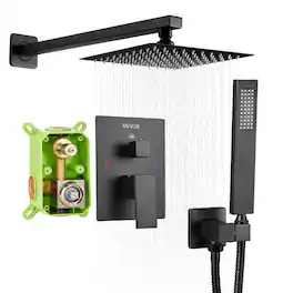 VEVOR - Shower Faucet Set, Rainfall Bathroom Shower System with 8-Inch Square Rain Shower Head and Handheld Spray - Matte Black