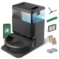 iRobot - Roomba 405 (G185) Combo Vacuum & Mop + AutoWash Dock - Dual Spinning Mop Pads, Self Empties, Intense Suction, Pad Lift - Black - Front_Zoom