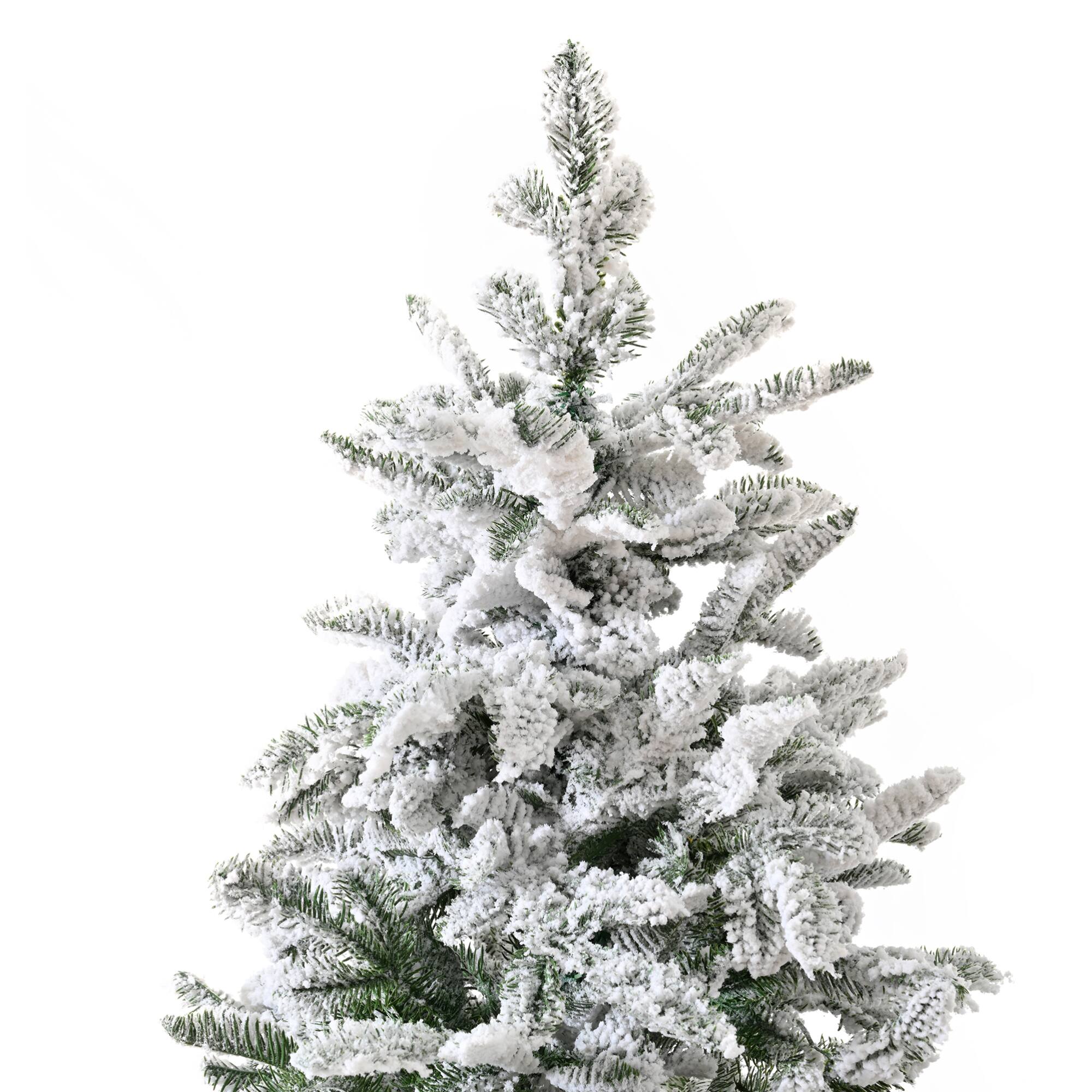 Back. ELEMENT ACE - 7-Foot Snow Flocked Artificial Christmas Tree with Realistic PE and PVC Mixed Branch Tips - White.