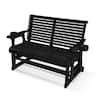 Fortune Candy - Wooden Patio Glider with Cup Holders, High Roll Back and Deep Contoured Seat, Heavy Duty 800 Lb (2-Seater) - Carbon Black