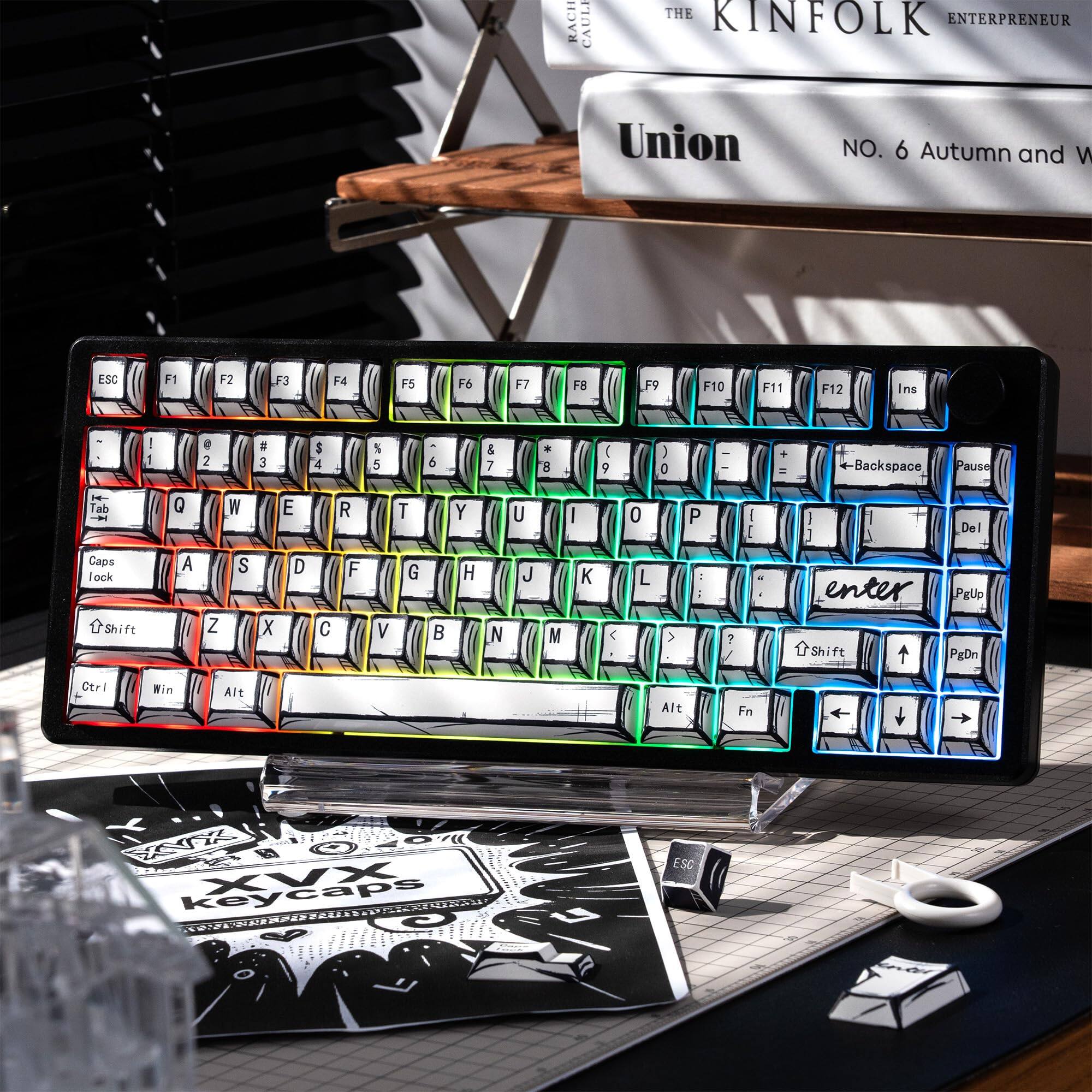 Pacoar Cade Xvx White Pbt Keycaps Cherry Profile Keycap Set Dye ...