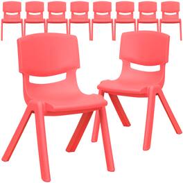 Emma + Oliver - 10 Pack Plastic Stackable School Chair with 12" Seat Height - Red
