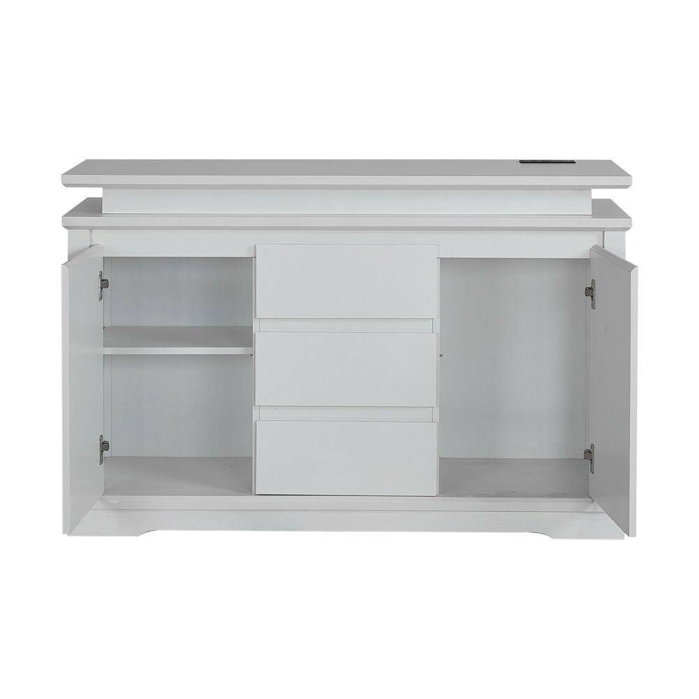 Alt View 7. Kadyn - Kadyn Console Table with LED Light, Wooden Storage Cabinet with Drawers and Doors for Entryway, White - White.