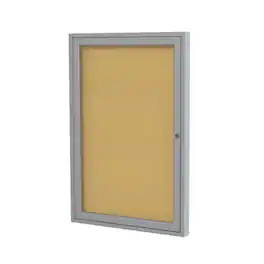 Ghent - 1 Door Enclosed Natural Cork Bulletin Board with Satin Frame, 24"H x 18"W