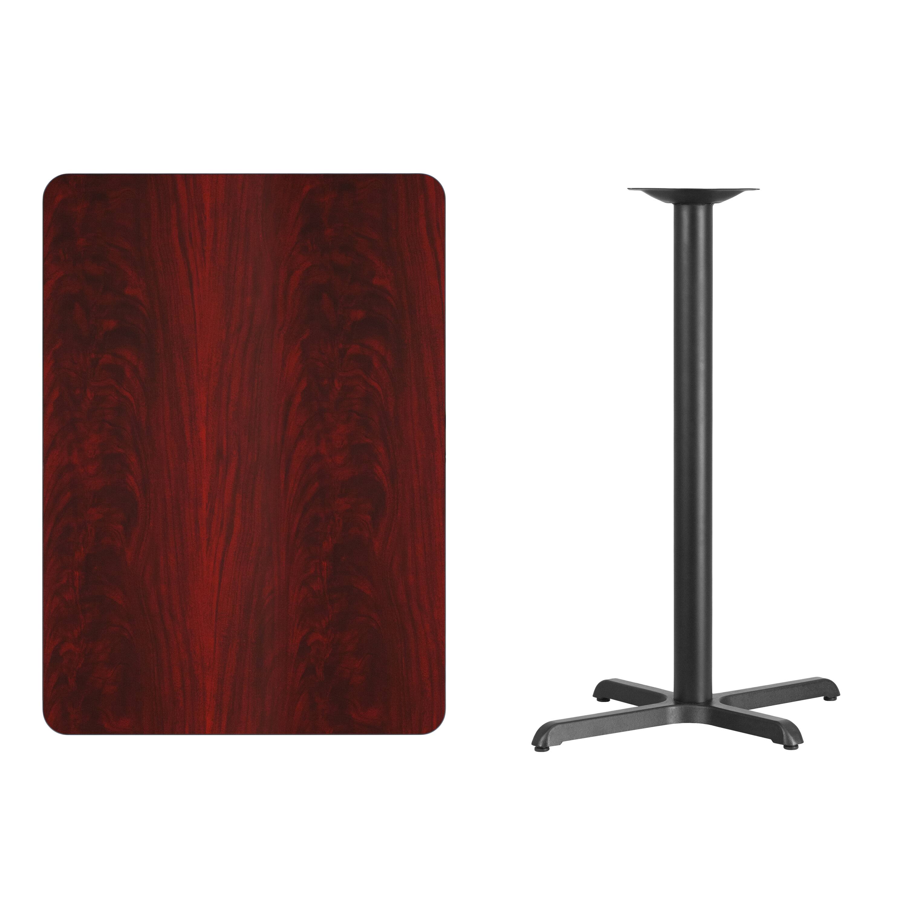 Alt View 2. Emma + Oliver - 30"x42" Rectangular Laminate Bar Table with 23.5"x29.5" Base - Mahogany.