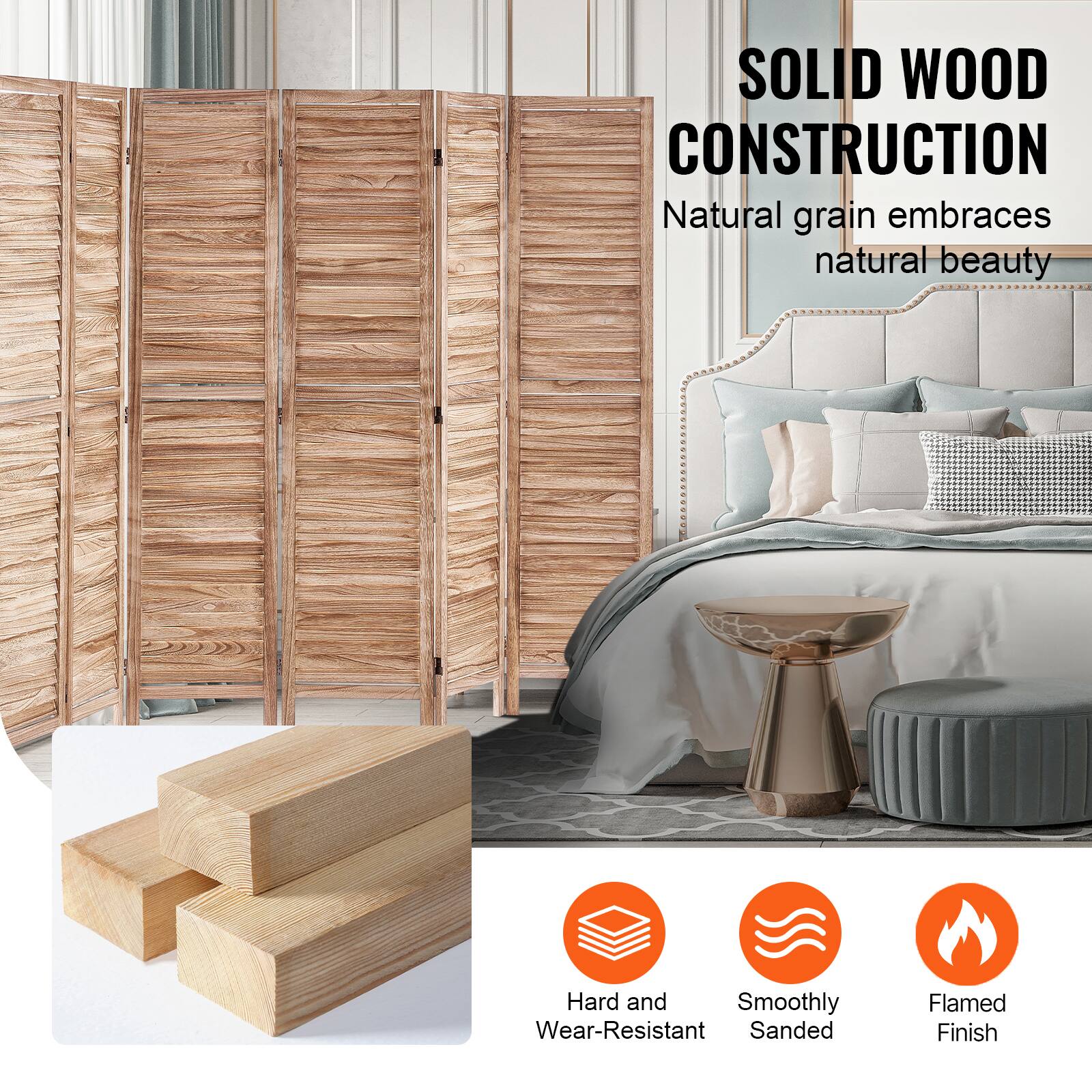 SOLID WOOD CONSTRUCTION  
Natural grain embraces natural beauty  

Hard and Wear-Resistant  
Smoothly Sanded  
Flamed Finish