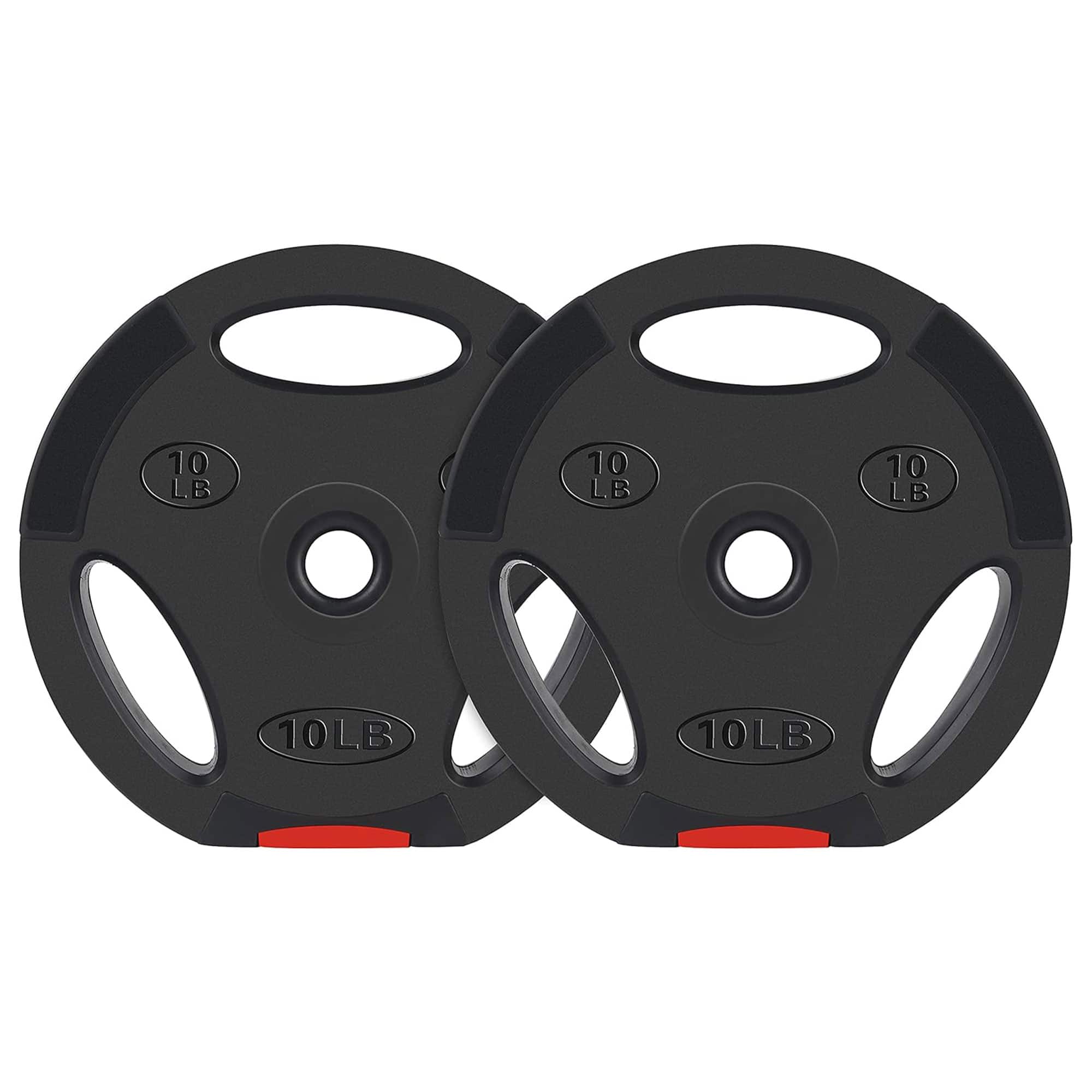 Signature Fitness - Standard 10 Pound Coded Olympic Weight Plate, (Set of 2) - Black