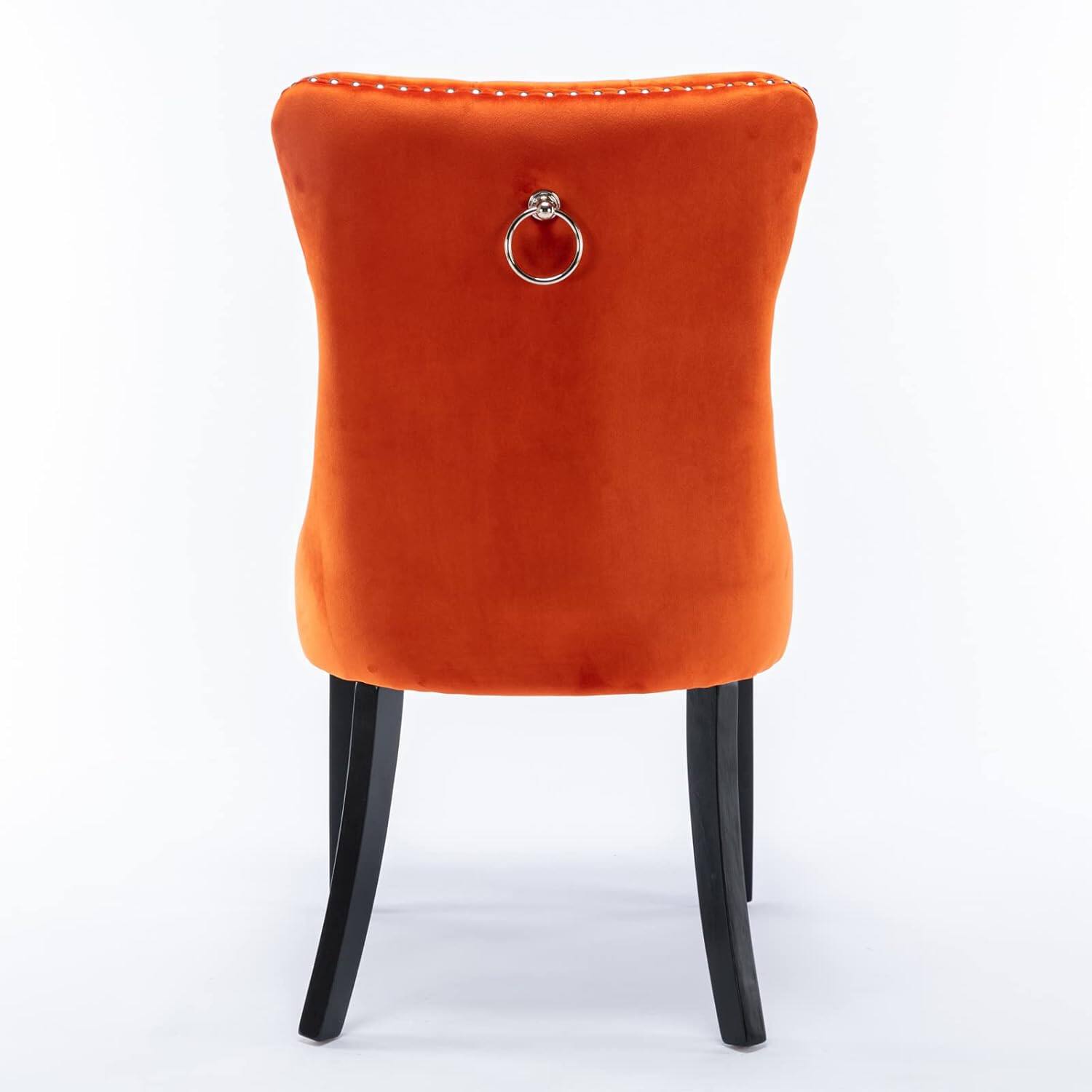Alt View 4. Trinkets Crazed - Velvet Dining Chairs Set of 2, Upholstered High-end Tufted Dining Room Chair with Wood Legs Nailhead Trim for Kitchen - orange.