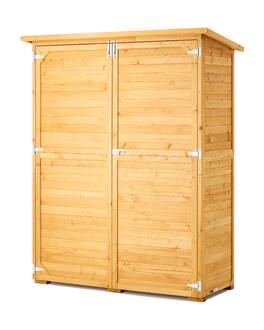 VEVOR - Outdoor Storage Shed, Large Wooden Outside Storage Cabinet with Waterproof Roof and Metal Frame - Natural wood