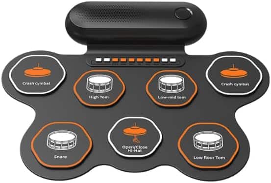 GARVEE - Electronic Roll Up Drum Set - 9 Pads, Portable, with App Control & Bluetooth MIDI, Perfect for Beginners