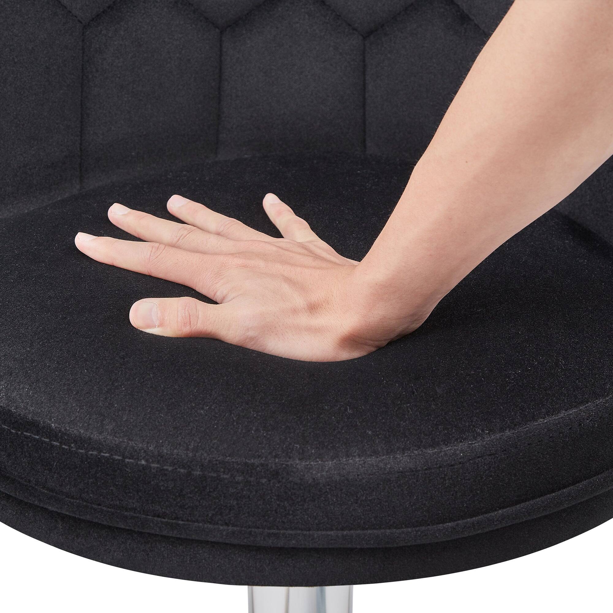 Back. Vecelo - Set of 2 Velvet Bar Stools with Adjustable Height - 360° Swivel, 330lb Capacity & Cloud Backrest for Kitchen Island - Black.