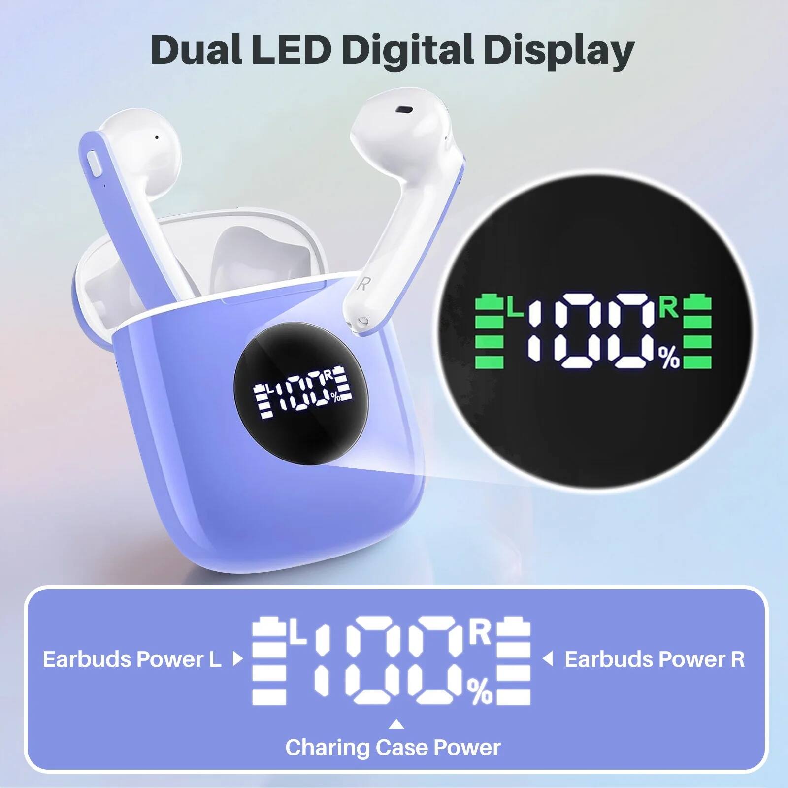 Dual LED Digital Display

Earbuds Power L
Earbuds Power R
Charging Case Power