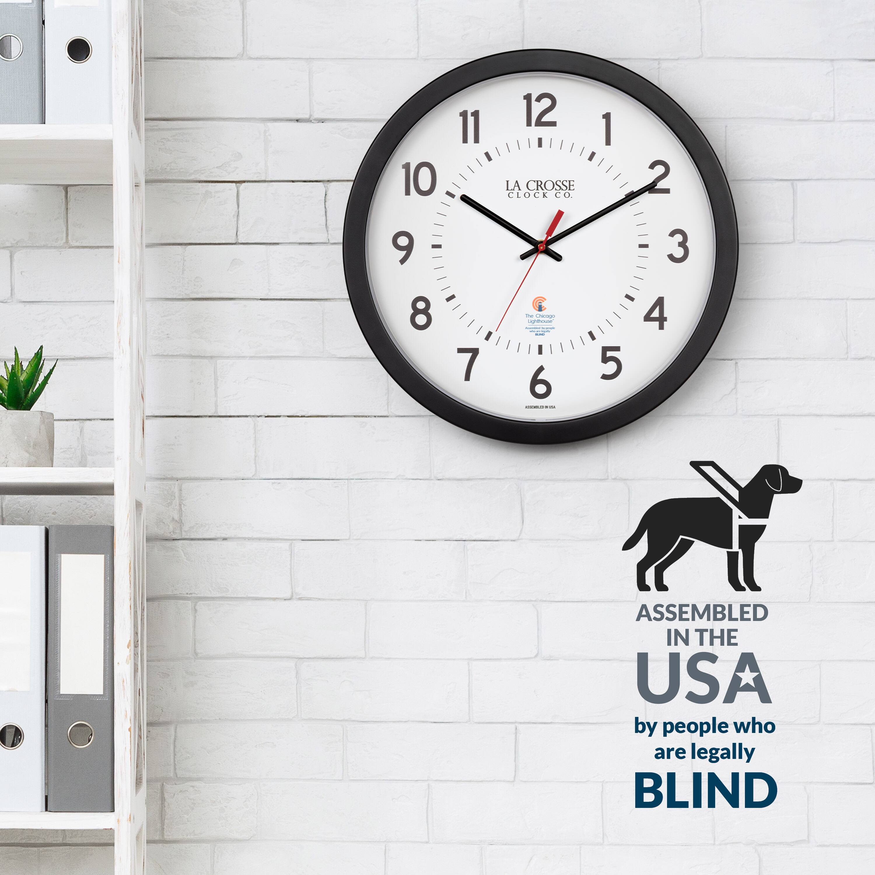 10 9 8 11 7 12  
LA CROSSE CLOCK CO.  

6 1 5 2 3 4  
ASSEMBLED IN THE USA by people who are legally BLIND