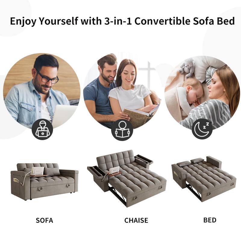 Enjoy Yourself with 3-in-1 Convertible Sofa Bed

SOFA

CHAISE

BED