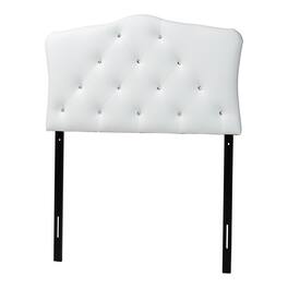 Baxton Studio - Rita Modern and Contemporary Faux Leather Upholstered Button-Tufted Scalloped Twin Size Headboard - White
