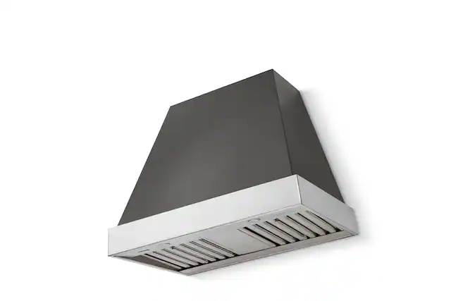 Front. AGA - AGA Euclid36 x 30 Hood 600 CFM_Slate_ w. Polished Chrome Trim - Slate.