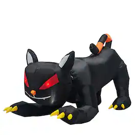 Sunoyar - 6.5ft Halloween Inflatable Animated Cat with LED Lights - Black