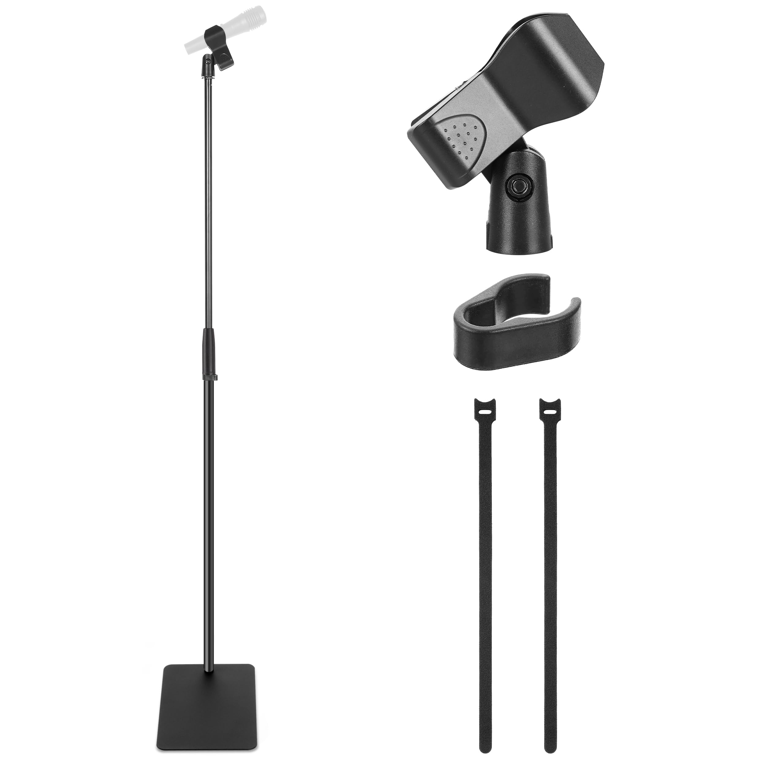 Front. PYLE - Pyle Square Base Microphone Stand with Mic Clip - - black.