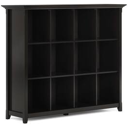Simpli Home - Amherst SOLID WOOD 48 inch x 57 inch Transitional 12 Cube Storage Bookcase - Hickory Brown