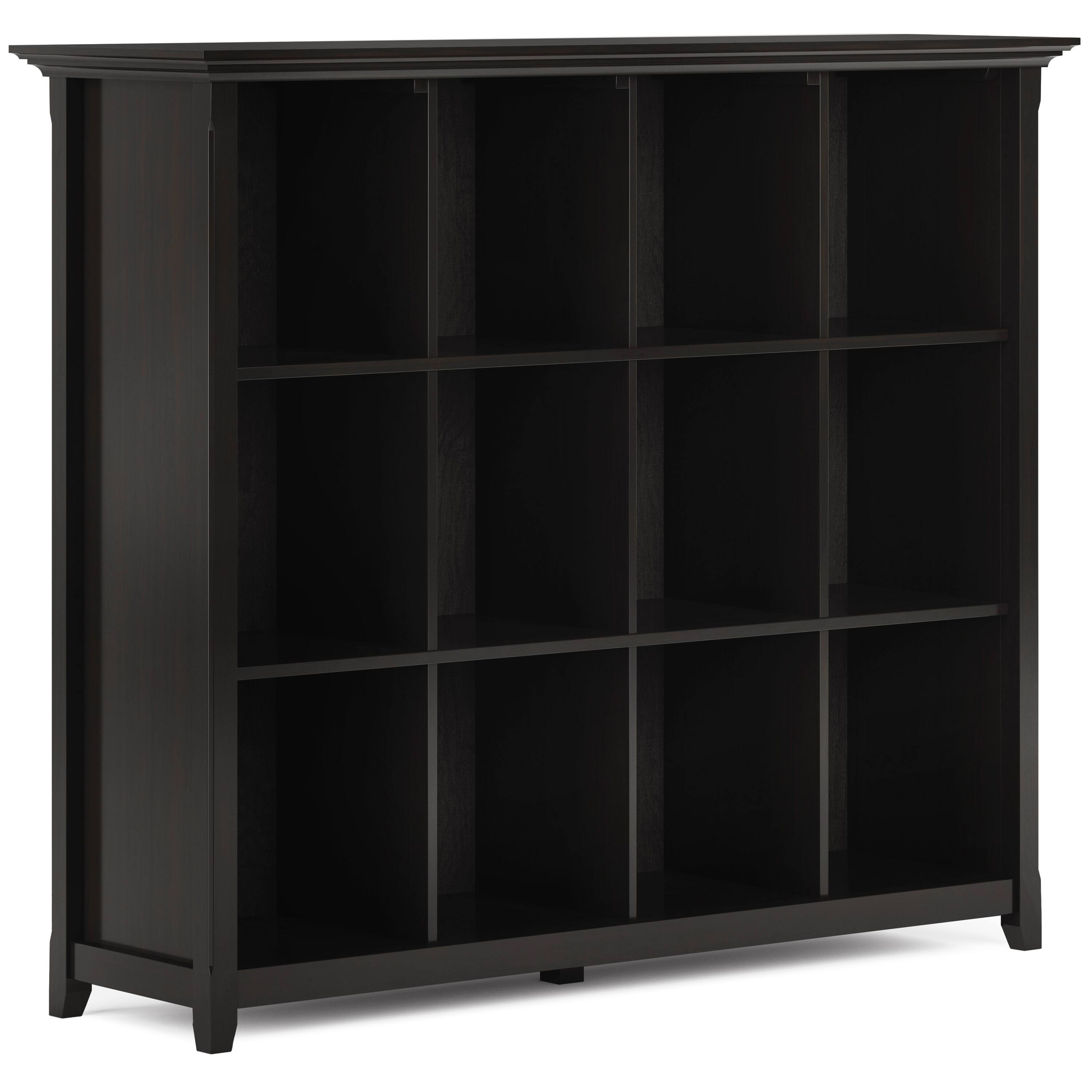 Front. Simpli Home - Amherst SOLID WOOD 48 inch x 57 inch Transitional 12 Cube Storage Bookcase in Hickory Brown - Hickory Brown.
