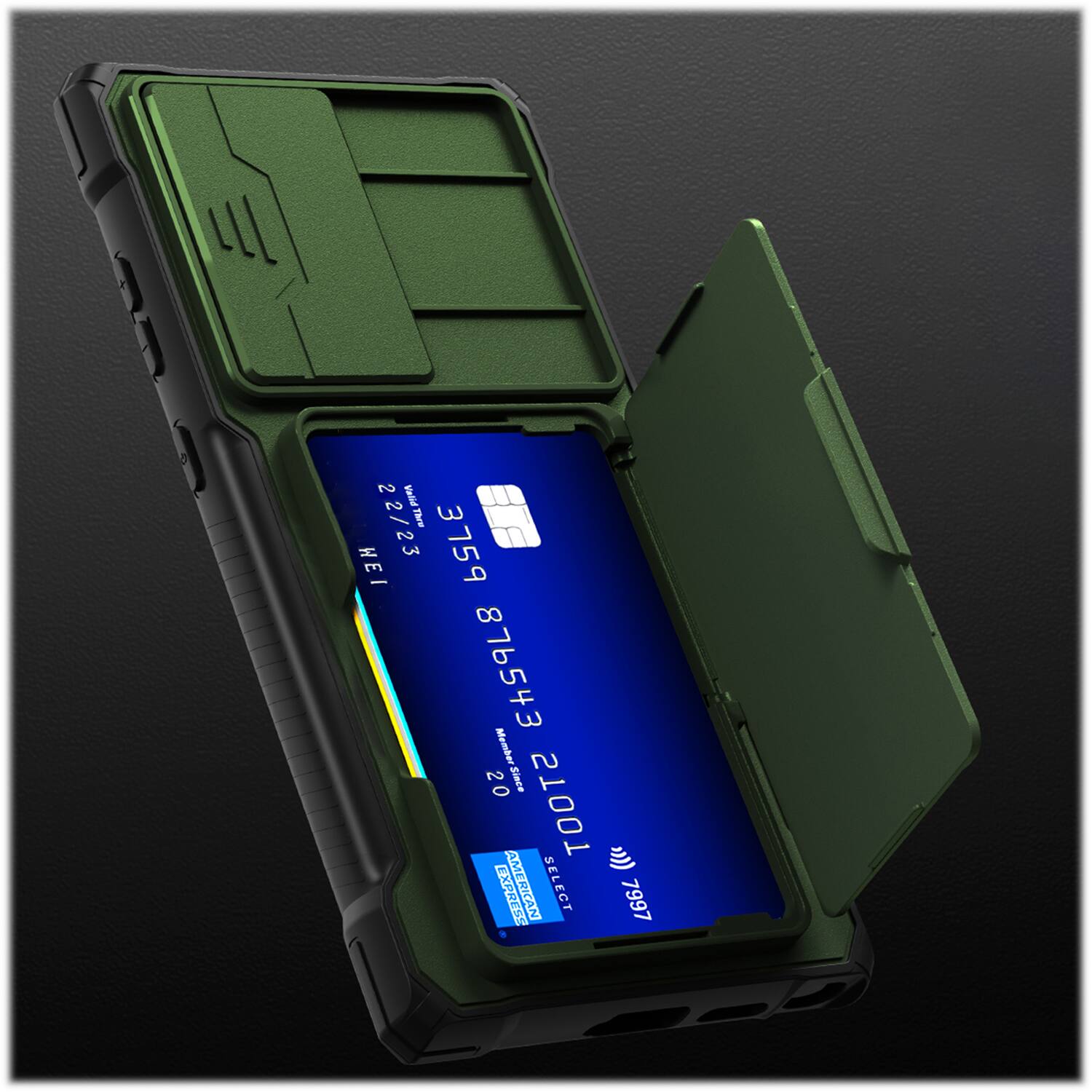 Alt View 13. SaharaCase - ArmorElite Wallet Case for Samsung Galaxy S24 Ultra - Military Green.