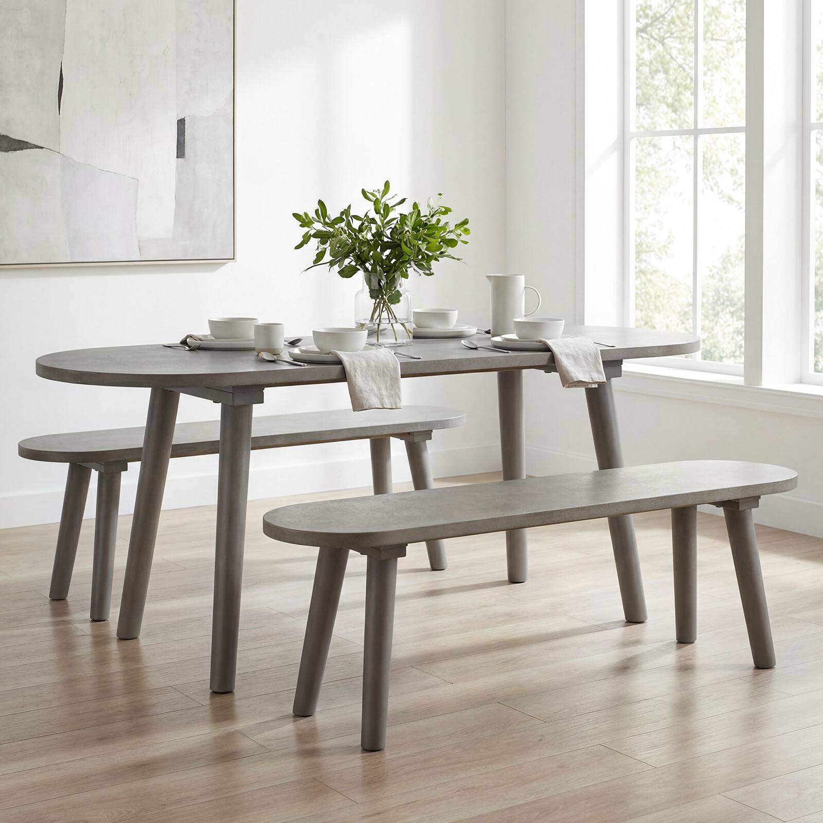 Alt View 9. Gymax - Gymax 43'' Solid Wood Farmhouse Dining Bench w/Rubber Wood Legs for Living Room Kitchen - Grey.