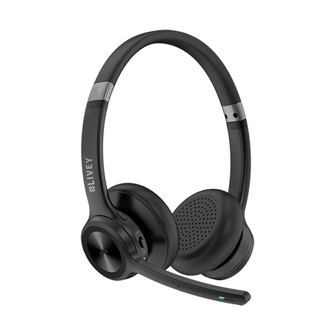 Left. LIVEY - 720BT Dual ENC Wireless Headset with HiFi Audio and Multipoint Bluetooth.