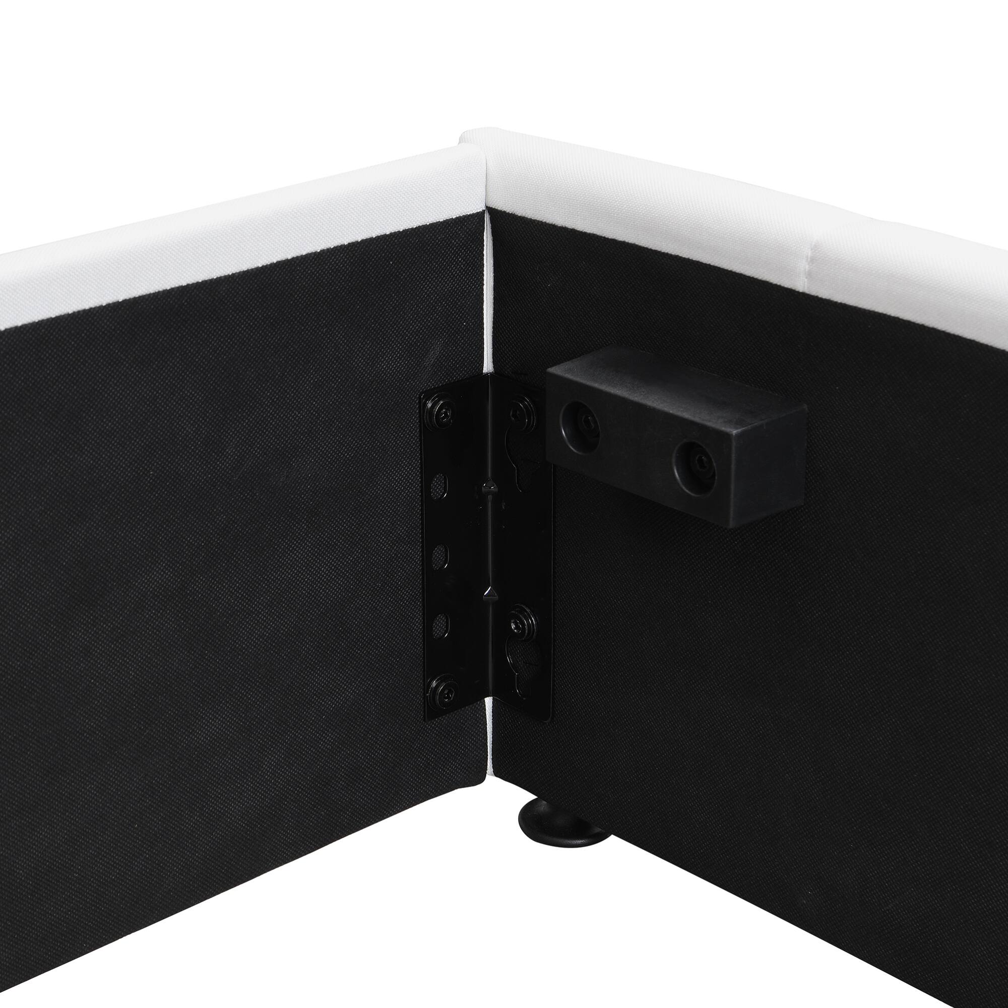 Alt View 7. GOODSILO - Queen Size Upholstered Platform Bed with Hydraulic Storage System - White.