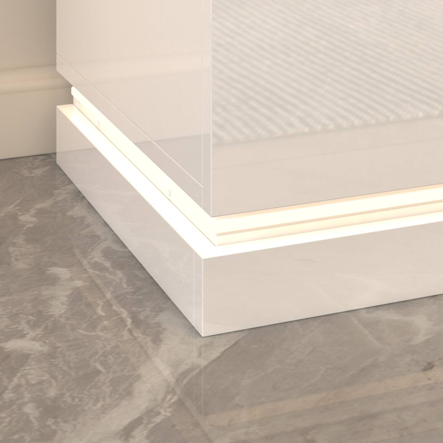 Alt View 1. Famapy - Famapy High - Gloss TV Stand: 65 - Inch TV Fit, LED - Lit & Modern Storage - White.