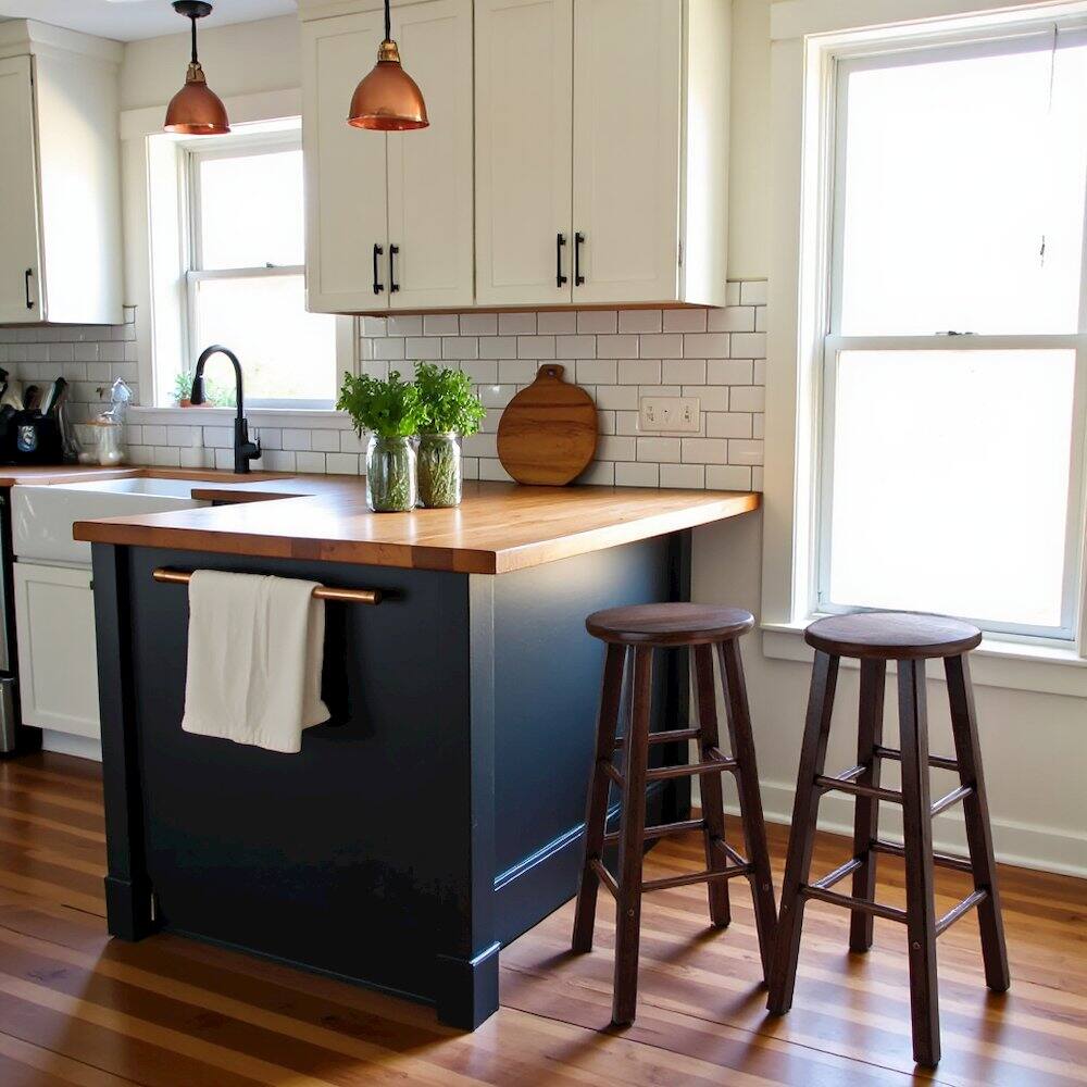 Alt View 2. FurniFact - Walnut Solid Wood Counter Height Bar Stools Set of 2 - Walnut.