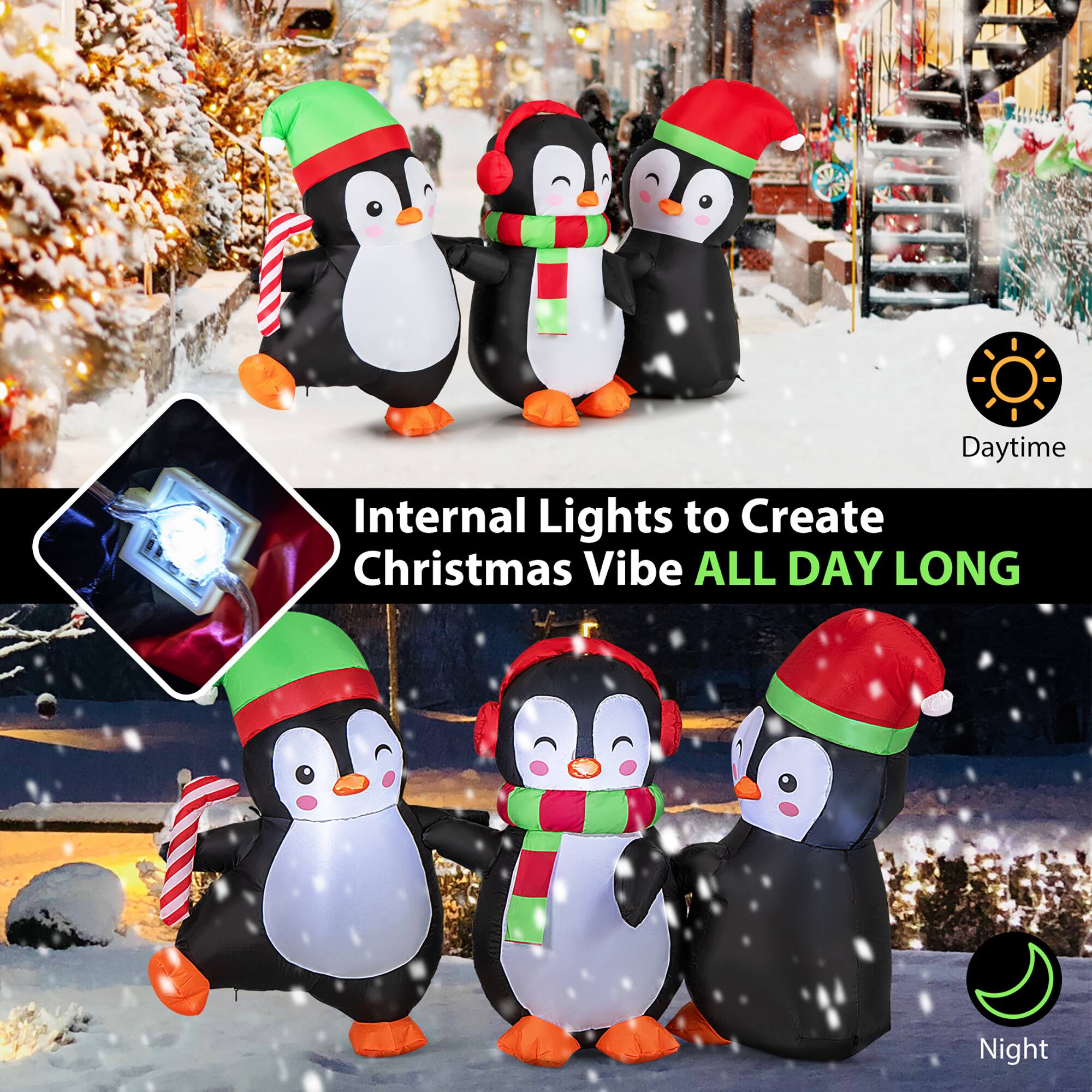 Internal Lights to Create Christmas Vibe ALL DAY LONG

Daytime

Night