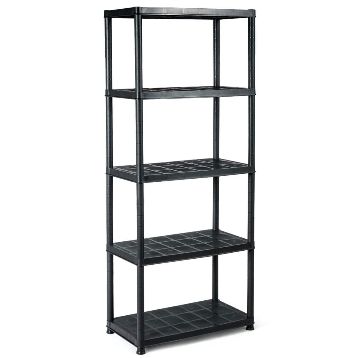 Gymax - 5-Tier Storage Shelving Freestanding Heavy Duty Rack,36"L X 18"W X 73"H,Black - Black