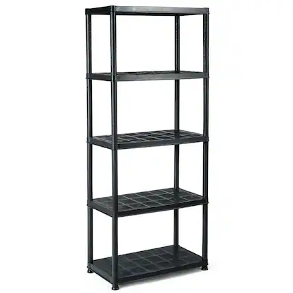 Front. Gymax - Gymax 5-Tier Storage Shelving Freestanding Heavy Duty Rack 33.5"L X 16"W X 73"H Black - Black.