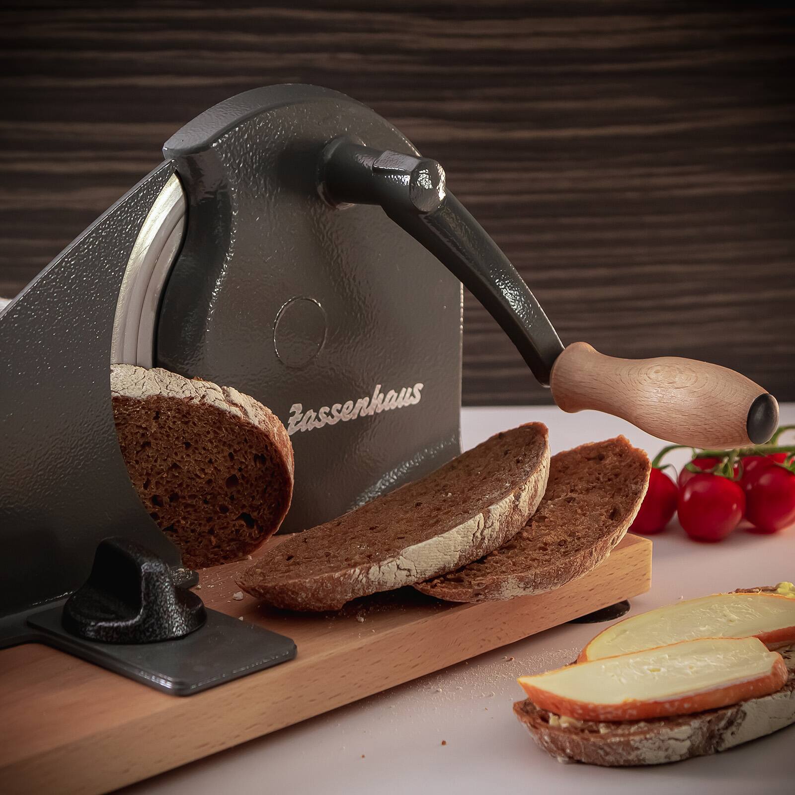 Alt View 3. Zassenhaus - Manual Bread Slicer, Hand Crank Home Bread Slicer, 11.75" x 8", Gray - Gray.