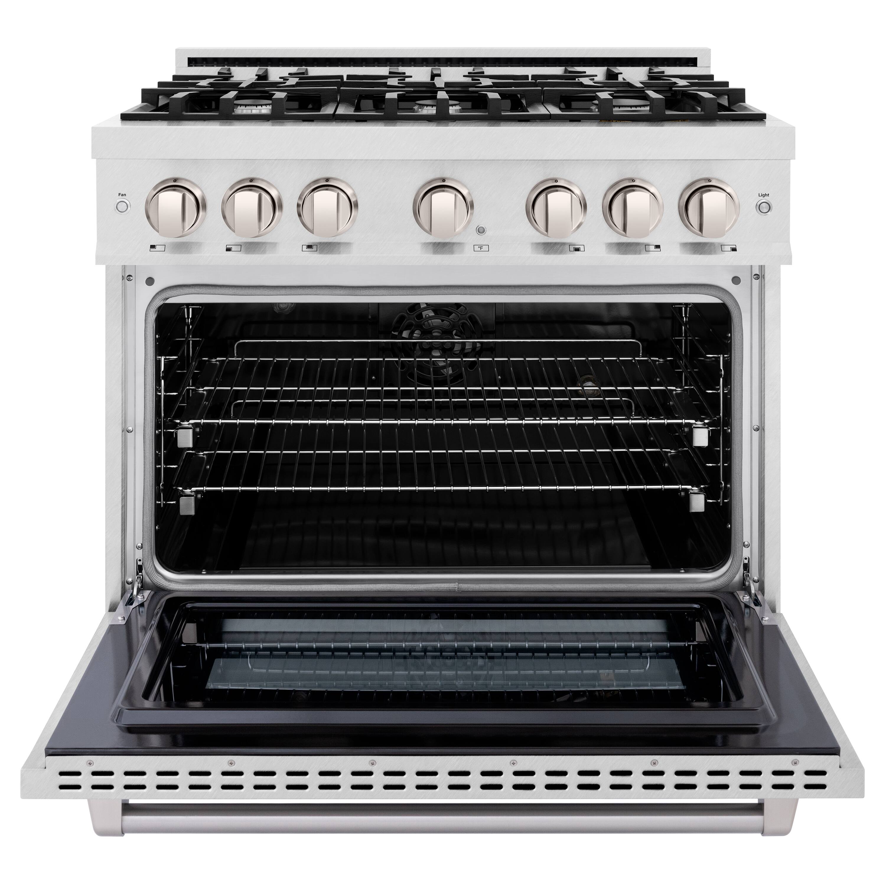 Alt View 1. ZLINE - ZLINE 36 in. Select Dual Fuel Satin Steel Range w/ 6 Burners & Convection Oven (HDRS-36) - Stainless Steel.