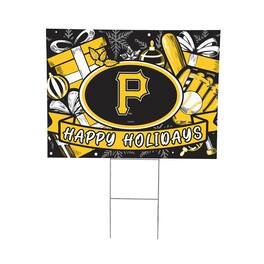 Evergreen Enterprises - Pittsburgh Pirates 24" x 18" Happy Holidays Christmas Outdoor Staked Yard Sign - Multicolor