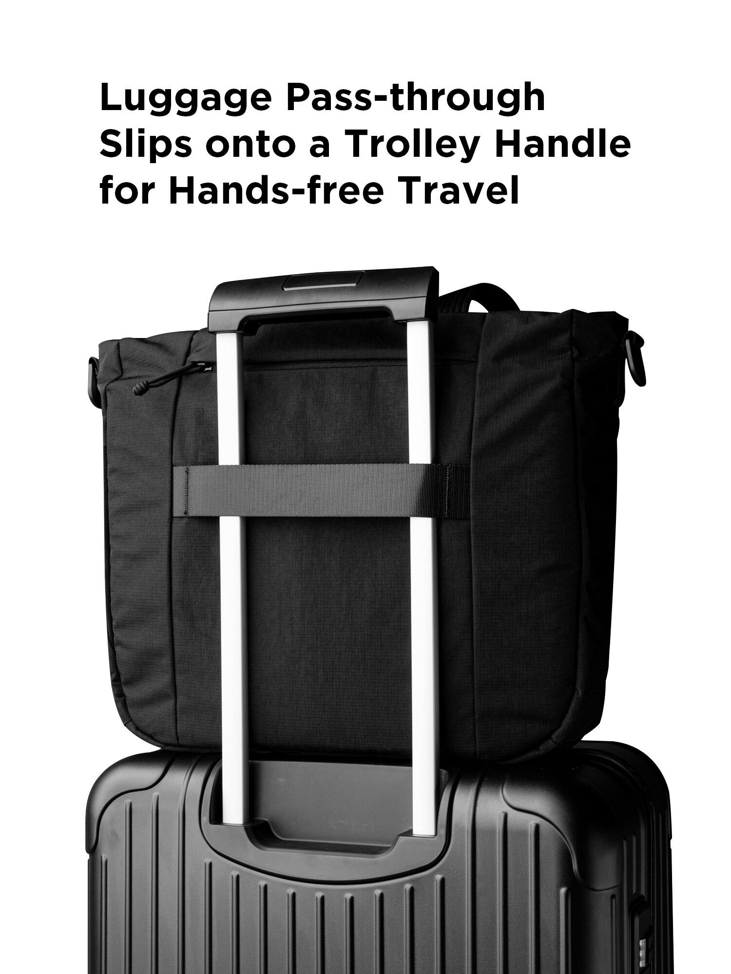 Luggage Pass-through Slips onto a Trolley Handle for Hands-free Travel