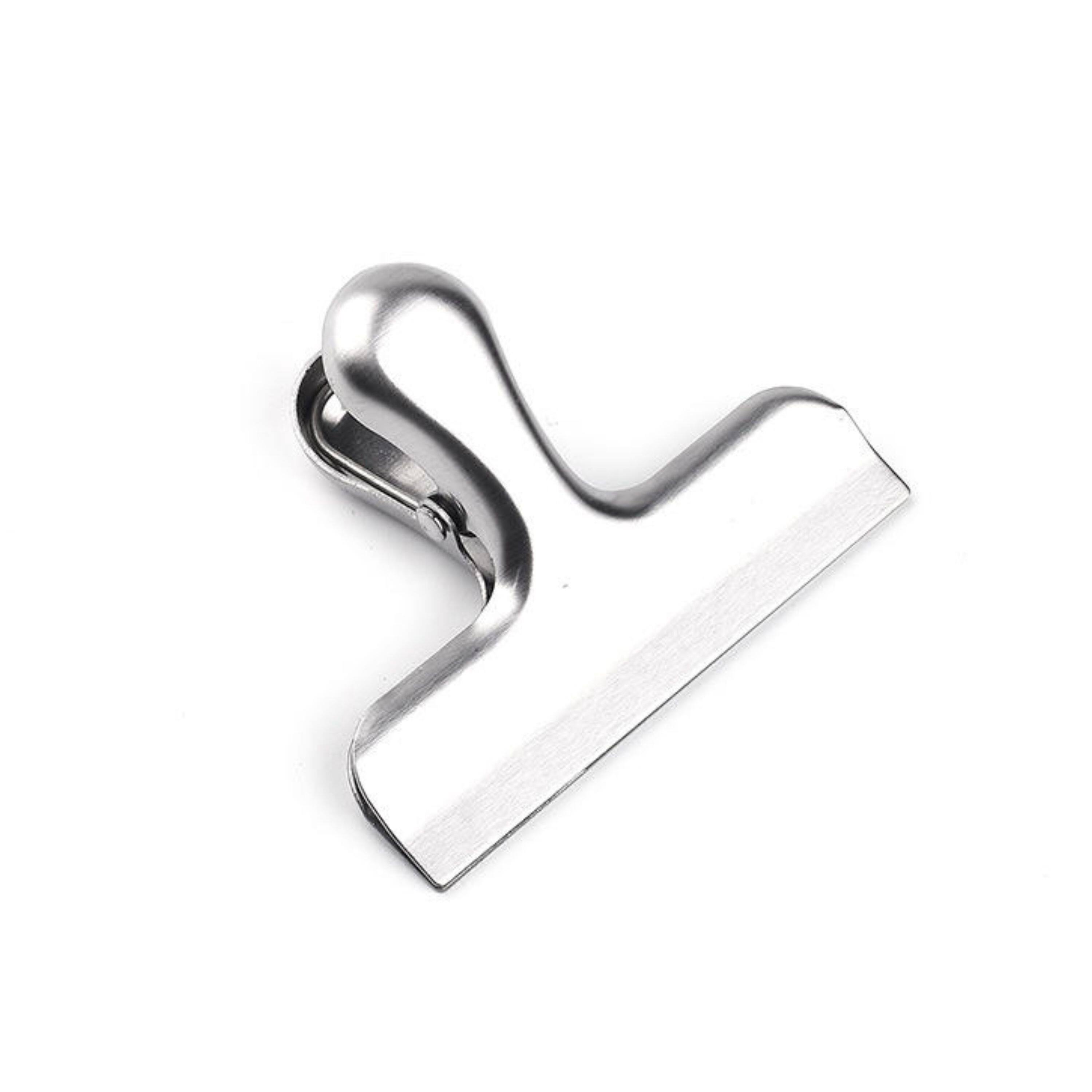 Angle. Kitcheniva - 3" Stainless Steel Chip Clips 10 Pcs.
