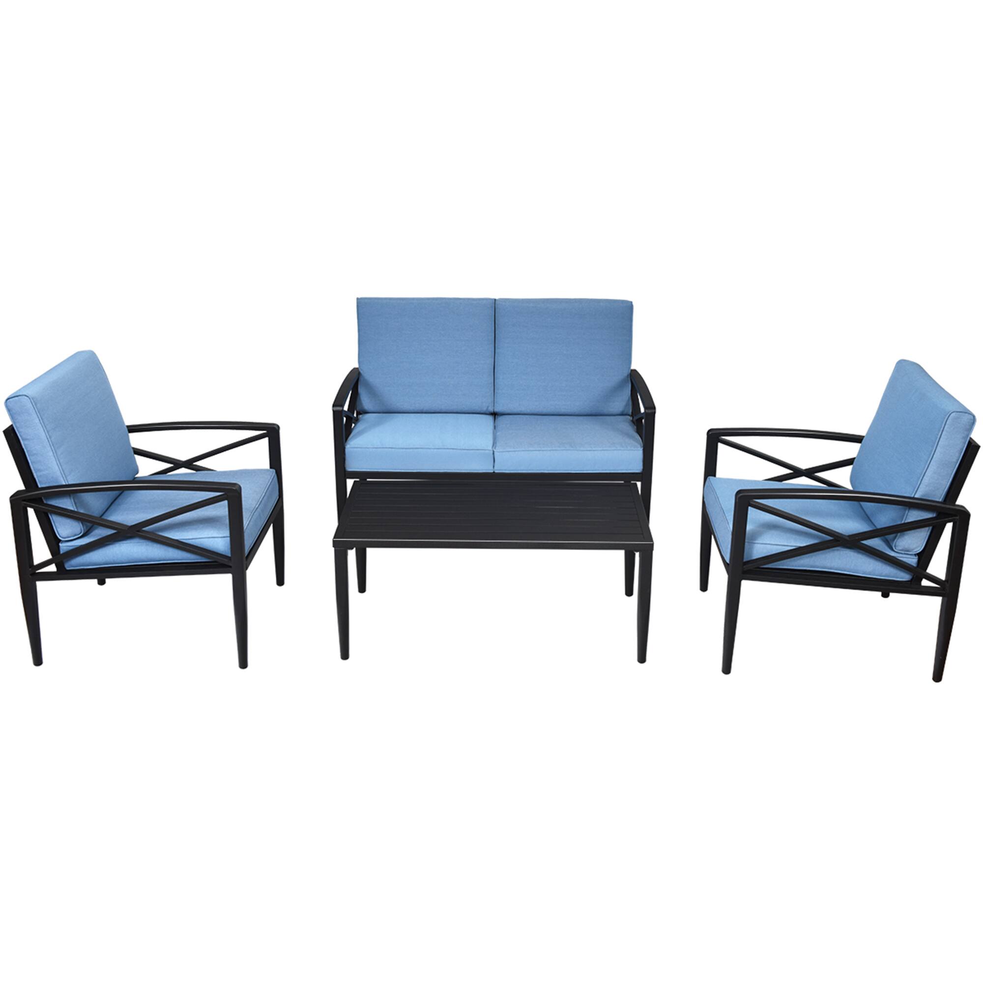 Alt View 2. Gymax - Gymax 4PCS Patio Sofa Conversation Set Outdoor Furniture Set Yard w/ Cushion - Navy.