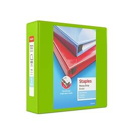 Staples - Heavy Duty 3" 3-Ring View Binder, D-Ring - Chartreuse