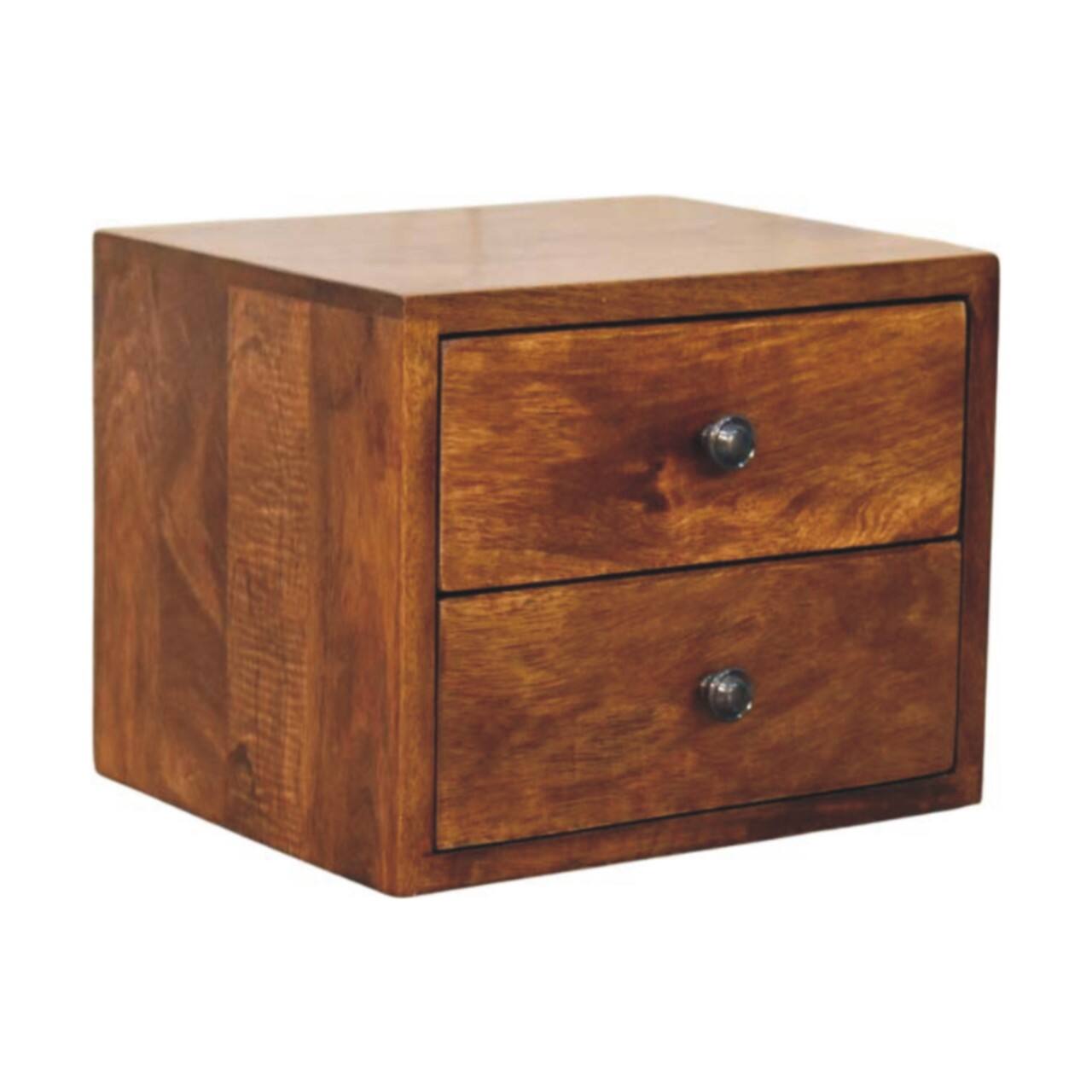 Angle. Artisan Furniture - Artisan Furniture Solid Wood Solis 2-Drawer Chestnut Wall Mounted Nightstand - Chestnut.