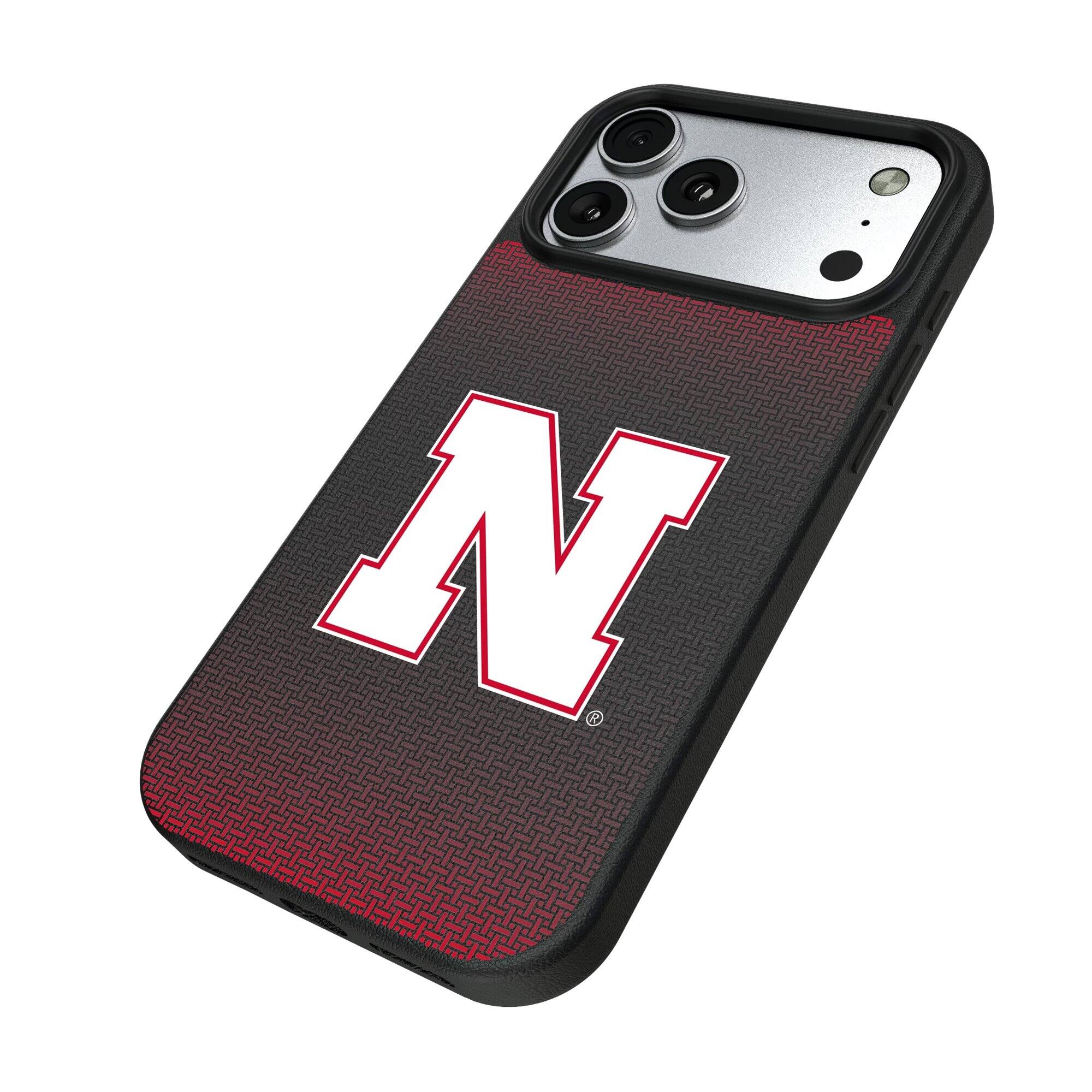 Alt View 1. Keyscaper - Nebraska Huskers Linen Logo iPhone Magnetic Bump Case - 15 Plus - Black.