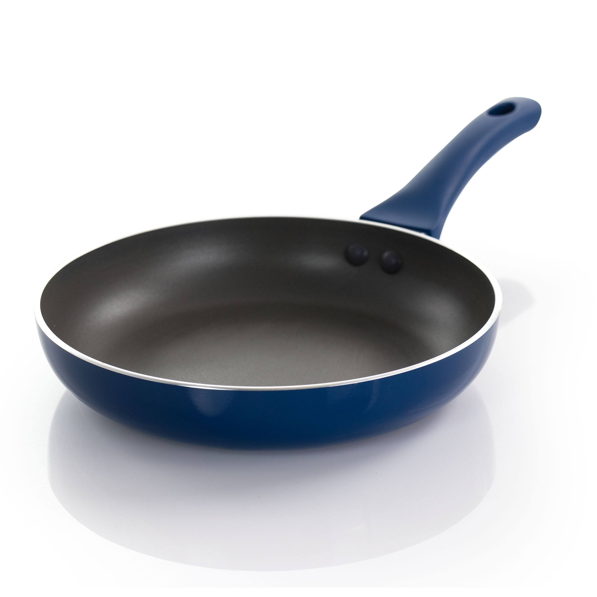 Alt View 1. Gibson - Gibson Home Charmont 9.5 Inch Nonstick Aluminum Frying Pan in Yale Blue - Blue.