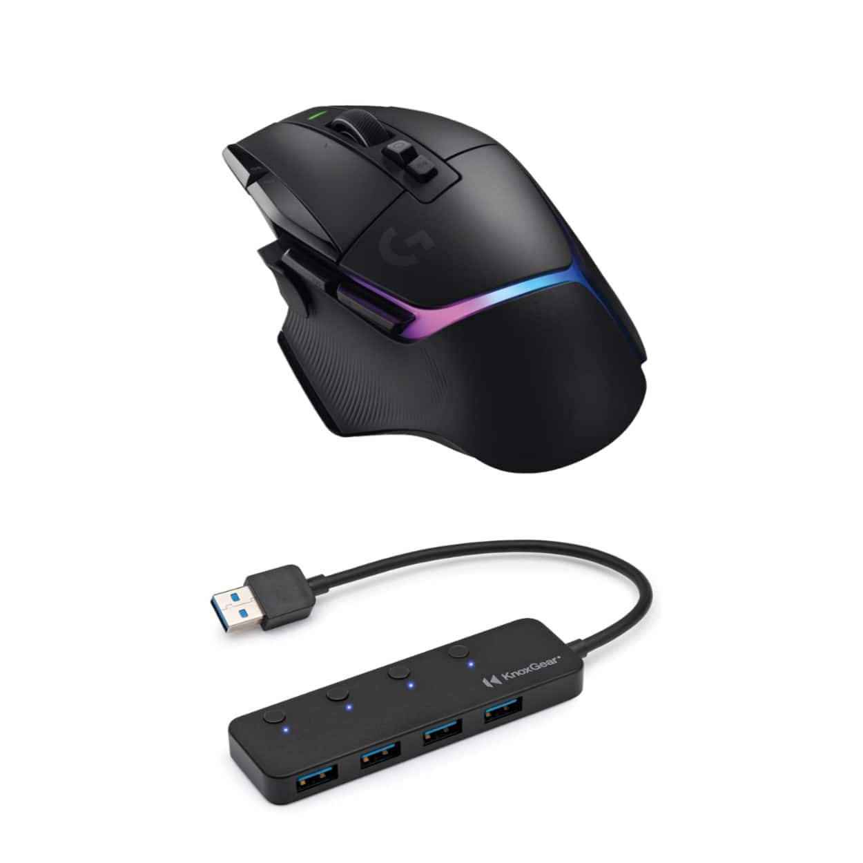 Logitech - G502 X Plus Wireless Gaming Mouse with 4-Port USB 3.0 Hub - Wireless - Black