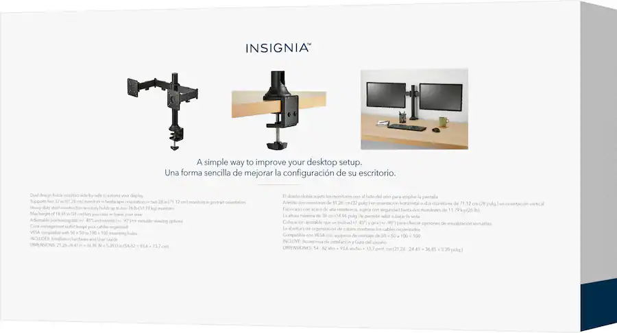 Insignia™ Dual Screen Desktop Mount for Monitors up to 32” Wide Black ...