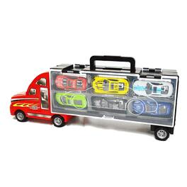 Kitcheniva - Kids Portable Toy Transport Car Carrier Truck With 6 Racing Cars Playset - Red