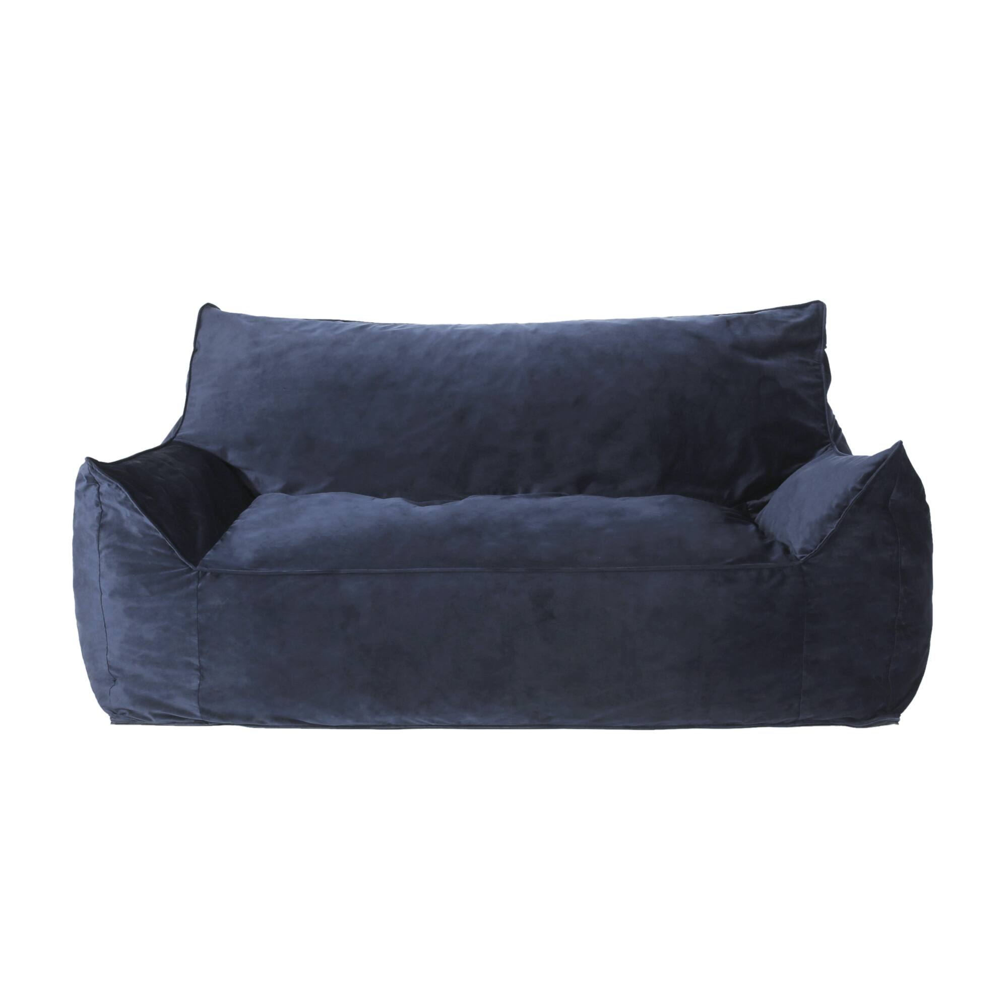 Angle. GOODSILO - Premium Oversized Velvet Bean Bag Chair with Armrests for Ultimate Comfort and Style - Dark Blue.