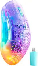 Front. SteelSeries - Aerox 3 Wireless Gen 2 RGB 26K Optical Gaming Mouse with AquaBarrier Protection - Dual 2.4GHz/Bluetooth for PC/Mac - Fortnite Storm Edition Multicolor.
