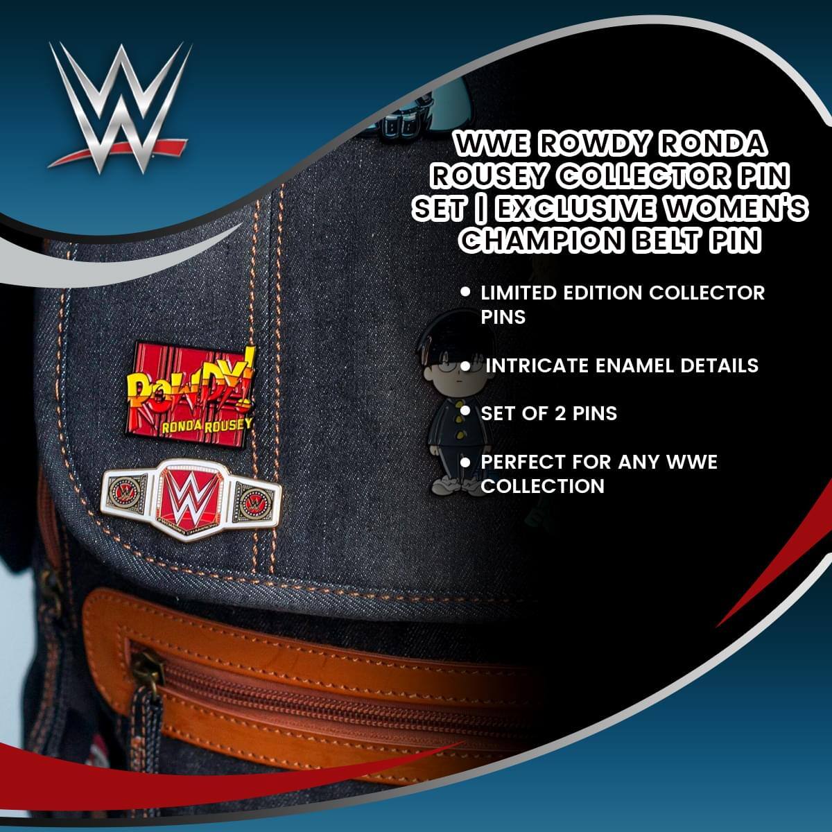 WWE Rowdy Ronda Rousey Collector Pin Set | Exclusive Women's Champion Belt Pin

- Limited Edition Collector Pins
- Intricate Enamel Details
- Set of 2 Pins
- Perfect for Any WWE Collection